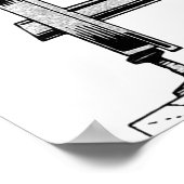 Het stalen spoorwiel op de staalrail. poster (Hoek)