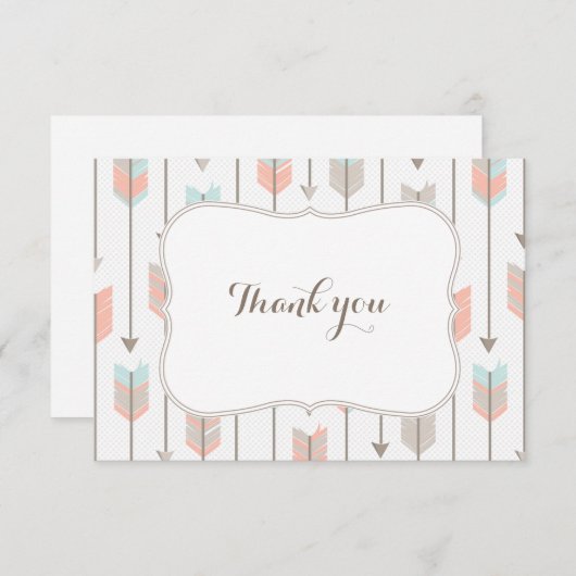 Het stammen Vlakke Baby shower van Pijlen dankt u Bedankkaart (Voorkant / Achterkant)