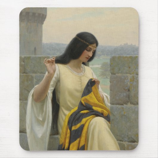 Het standaard vaandel borduren (Middeleeuwse vrouw Muismat (Voorkant)