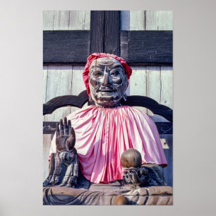Het standbeeld Pindola Bharadvaja in Nara - Japan Poster