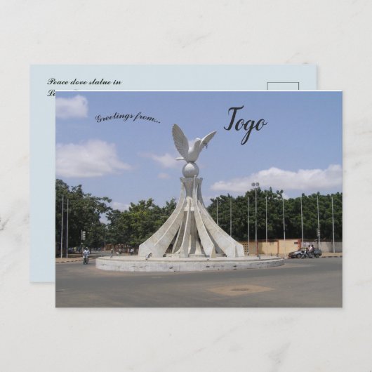 Het standbeeld van de vredesduif in Lomé Togo Briefkaart