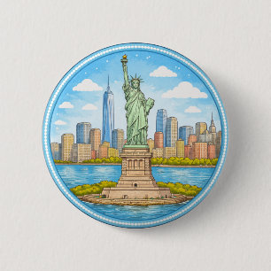 Het Standbeeld van de Vrijheid in New York Ronde Button 5,7 Cm