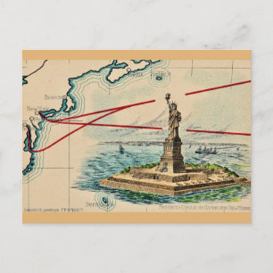 Het Standbeeld van de Vrijheid Vintage Ansichtkaar Briefkaart