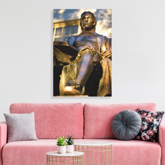 Het standbeeld van John Harvard Canvas Afdruk (Insitu (Woonkamer))
