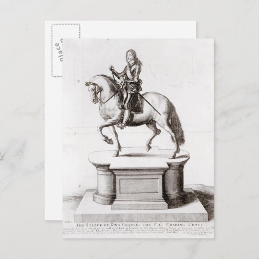 Het standbeeld van Koning Charles bij Charing Cros Briefkaart (Voorkant / Achterkant)
