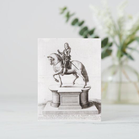 Het standbeeld van Koning Charles bij Charing Cros Briefkaart (Staand voorkant)