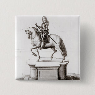Het standbeeld van Koning Charles bij Charing Cros Vierkante Button 5,1 Cm