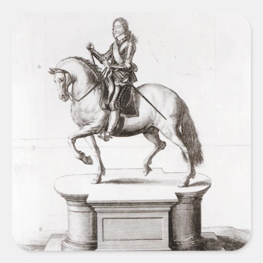Het standbeeld van Koning Charles bij Charing Cros Vierkante Sticker (Voorkant)
