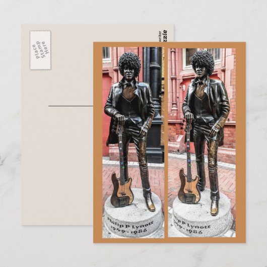 Het Standbeeld van Lynott van Phil, Dublin, Briefkaart (Voorkant / Achterkant)