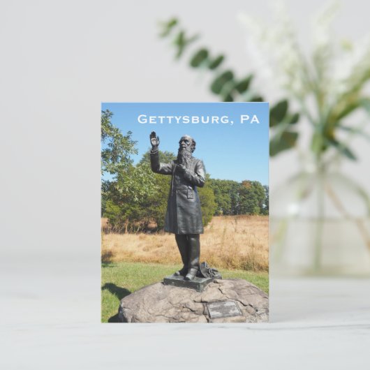 Het standbeeld van William Corby in Gettysburg PA Briefkaart (Staand voorkant)