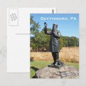 Het standbeeld van William Corby in Gettysburg PA Briefkaart (Voorkant / Achterkant)