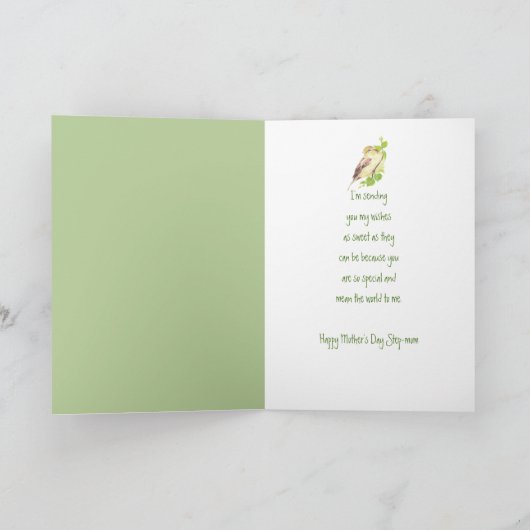Het stap-Mamma van het moederdag de Leuke Vogel Kaart (Binnen)