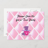 Het stapelen Teacups Tea Party nodigt uit Uitnodiging Briefkaart (Voorkant / Achterkant)