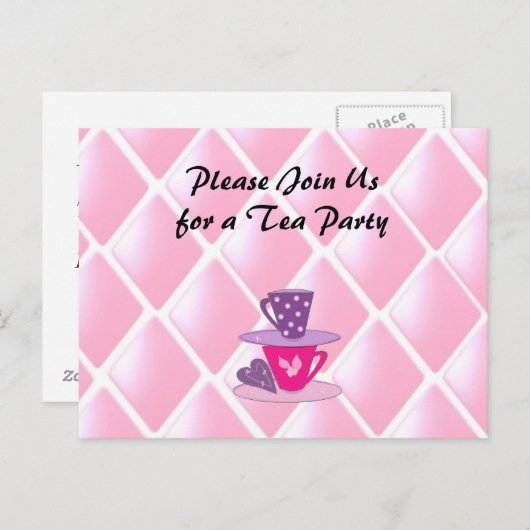 Het stapelen Teacups Tea Party nodigt uit Uitnodiging Briefkaart (Voorkant / Achterkant)