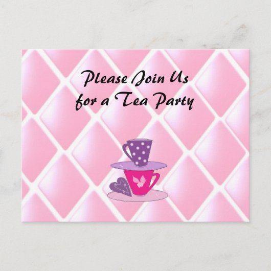 Het stapelen Teacups Tea Party nodigt uit Uitnodiging Briefkaart (Voorkant)