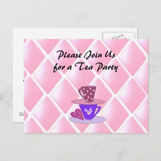 Het stapelen Teacups Tea Party nodigt uit Uitnodiging Briefkaart (Voorkant / Achterkant)