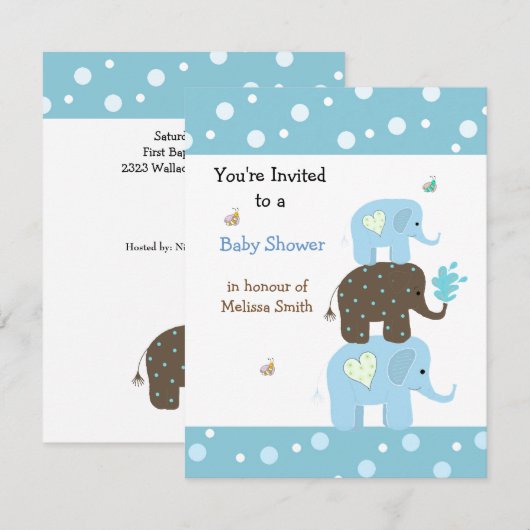 Het stapelen van de Uitnodiging van het Baby showe (Voorkant / Achterkant)