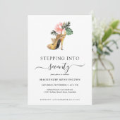 Het stappen in 70 Chic Floral Gold Heels Birthday Kaart (Staand voorkant)