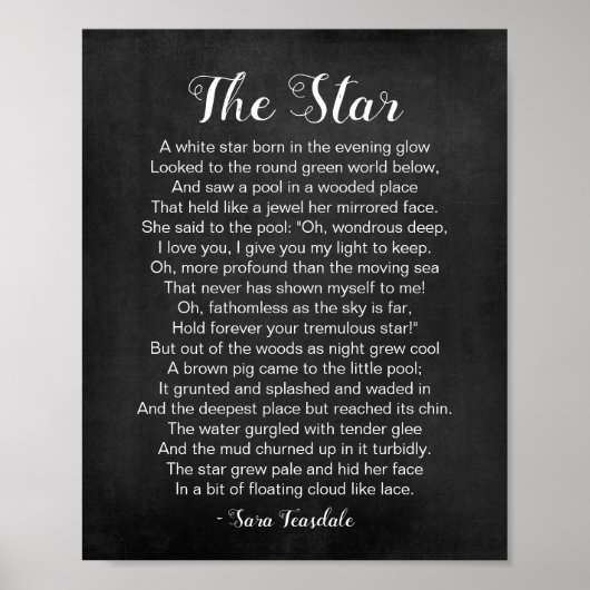 Het Star Poem van Sara Teasdale Black en White Poster (Voorkant)