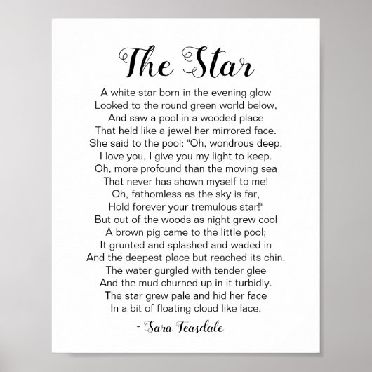 Het Star Poem van Sara Teasdale Poster (Voorkant)