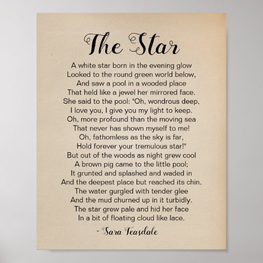 Het Star Poem van Sara Teasdale Vintage Poster (Voorkant)