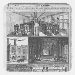 Het station van Edison Electric Illuminating Co. Vierkante Sticker