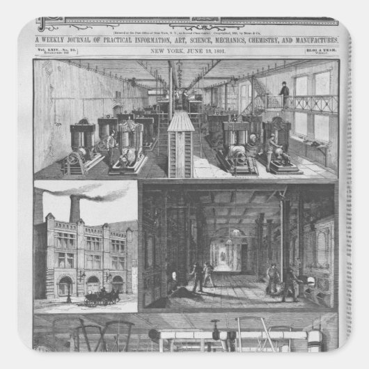 Het station van Edison Electric Illuminating Co. Vierkante Sticker (Voorkant)