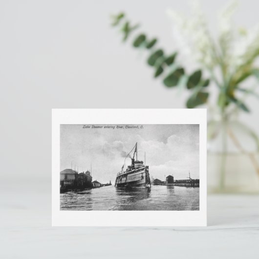 Het Steamer-meer in de rivier, Cleveland, Ohio Briefkaart (Staand voorkant)