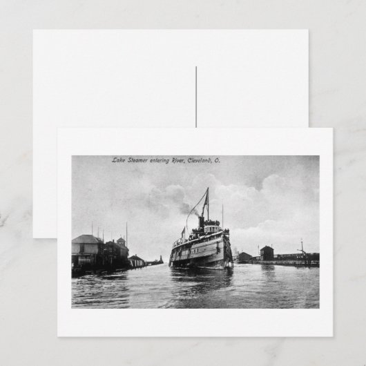 Het Steamer-meer in de rivier, Cleveland, Ohio Briefkaart (Voorkant / Achterkant)