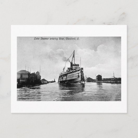 Het Steamer-meer in de rivier, Cleveland, Ohio Briefkaart (Voorkant)