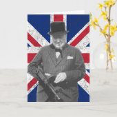 Het Stellen van Churchill met de Britse Vlag Kaart (Gele Bloem)