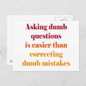 Het stellen van domme vragen is gemakkelijker briefkaart (Voorkant / Achterkant)