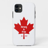 Het "Sterke en Vrije" Maple Leaf T-shirt Case-Mate iPhone Case (Achterkant)