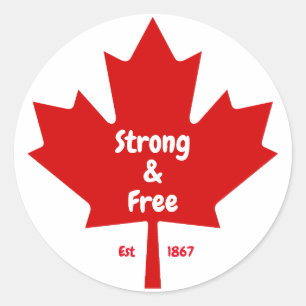 Het "Sterke en Vrije" Maple Leaf T-shirt Ronde Sticker