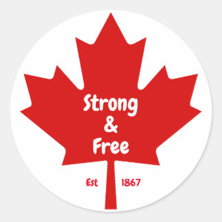Het "Sterke en Vrije" Maple Leaf T-shirt Ronde Sticker