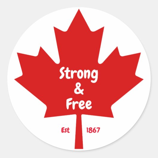 Het "Sterke en Vrije" Maple Leaf T-shirt Ronde Sticker (Voorkant)
