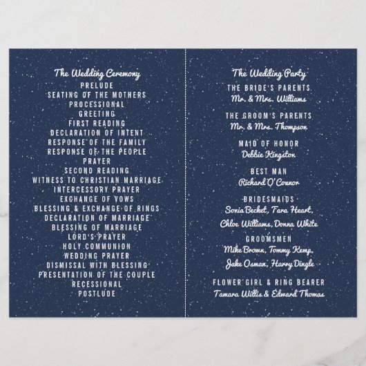 Het Sterrennacht Wedding Collectie - Programma (Achterkant)