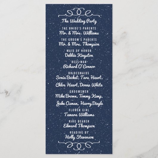 Het Sterrennacht Wedding Collectie - Programma Programmakaart (Achterkant)