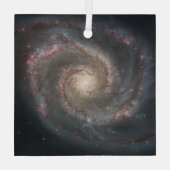 Het sterrenstelsel Whirlpool M51 & begeleider in d Glas Ornament (Achterkant)