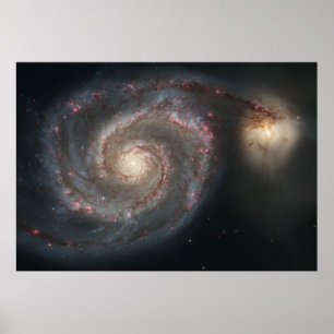 Het sterrenstelsel Whirlpool M51 & begeleider in d Poster