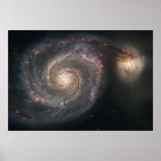 Het sterrenstelsel Whirlpool M51 & begeleider in d Poster (Voorkant)