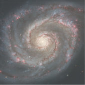 Het sterrenstelsel Whirlpool M51 & begeleider in d Sticker (Voorkant)