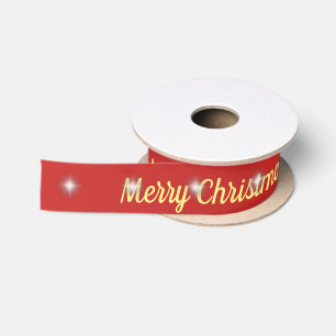 Het sterrige vrolijke rood van Kerstmis Satijnen Lint