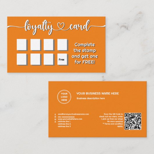 Het stevige Sinaasappel van de Kleur voegt Uw Code Klantenkaartje (Voorkant / Achterkant)