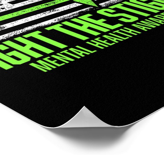 Het stigma Amerikaanse vlag mentale gezondheid bew Poster (Hoek)