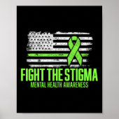 Het stigma Amerikaanse vlag mentale gezondheid bew Poster (Voorkant)
