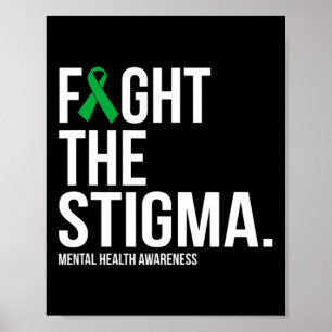 Het stigma groene lint mentale gezondheid poster