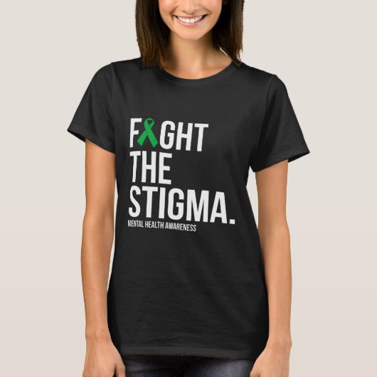 Het stigma groene lint mentale gezondheid t-shirt (Voorkant)