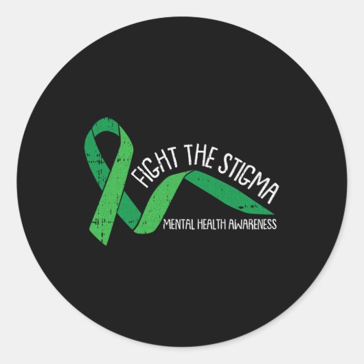 Het Stigma Mental Health Awareness Groen Lint Ronde Sticker (Voorkant)