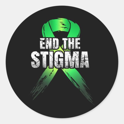 Het stigma - Mental Health Awareness Groen Lint Ronde Sticker (Voorkant)